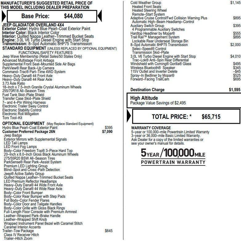 2022 Jeep Gladiator High Altitude