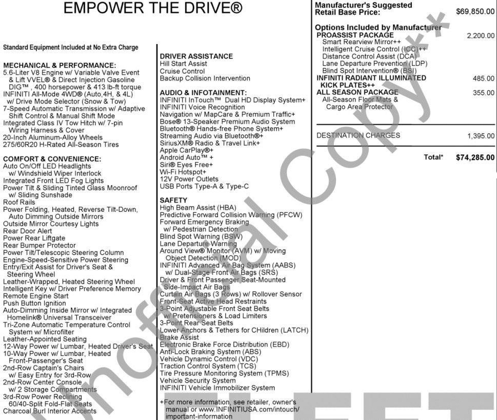 2020 INFINITI QX80 LUXE