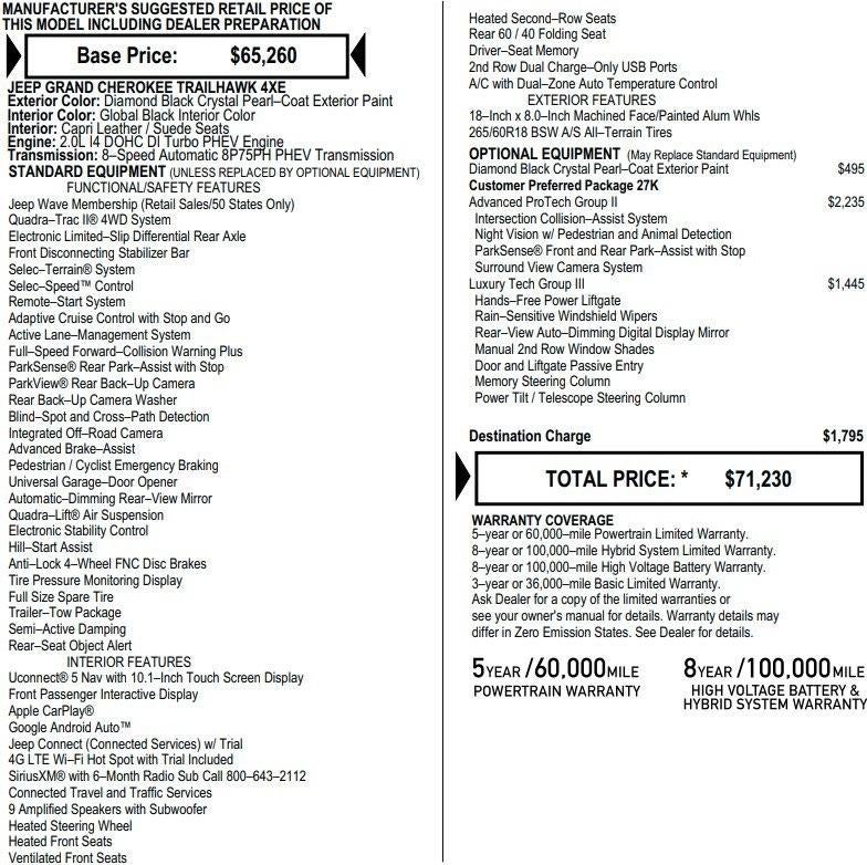 2022 Jeep Grand Cherokee 4xe Trailhawk 4x4