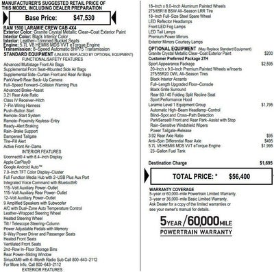 2021 RAM 1500 Laramie 4x4 Crew Cab 5'7" Box