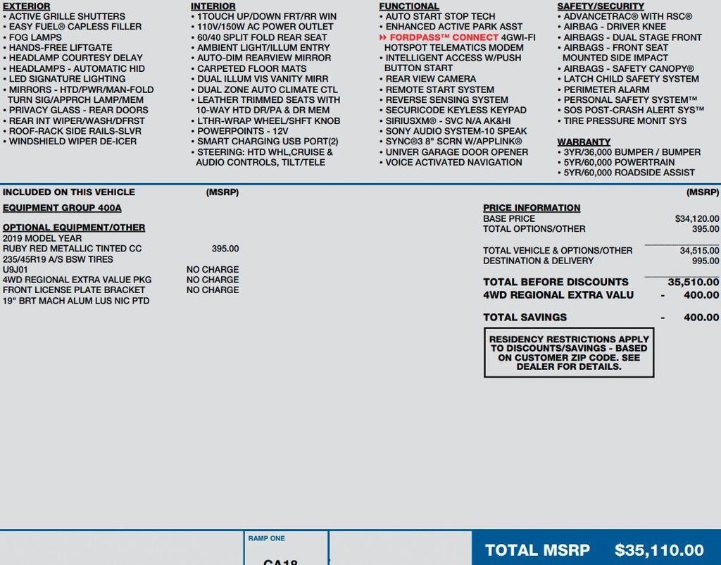 2019 Ford Escape Titanium 4WD