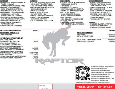 2025 Ford Bronco Raptor 4 Door Advanced 4x4