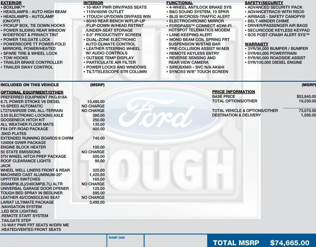 2020 Ford Super Duty F-350 SRW LARIAT 4WD Crew Cab 6.75' Box