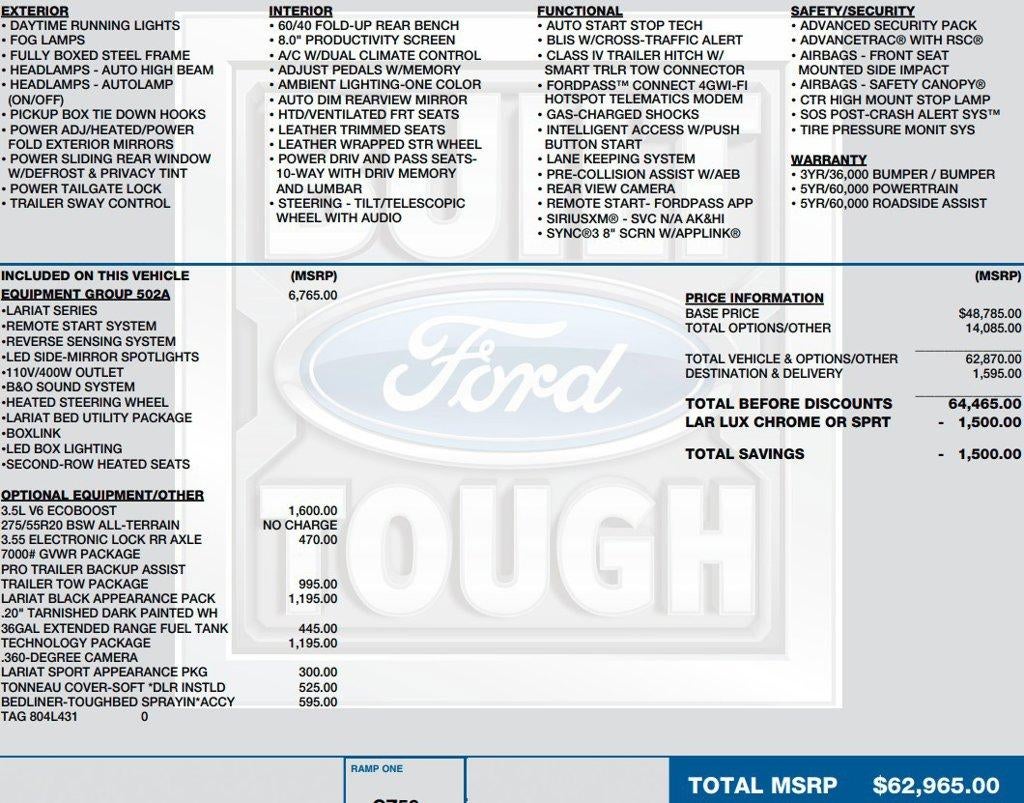 2020 Ford F-150 LARIAT 4WD SuperCrew 5.5' Box