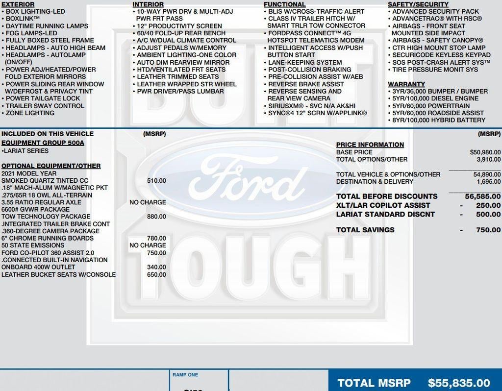 2021 Ford F-150 LARIAT 4WD SuperCrew 5.5' Box