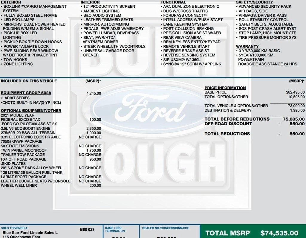 2021 Ford F-150 LARIAT 4WD SuperCrew 5.5' Box