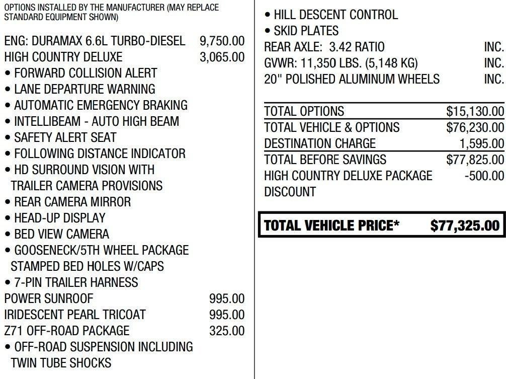 2020 Chevrolet Silverado 2500 HD Crew Cab Standard Box 4-Wheel Drive High Country