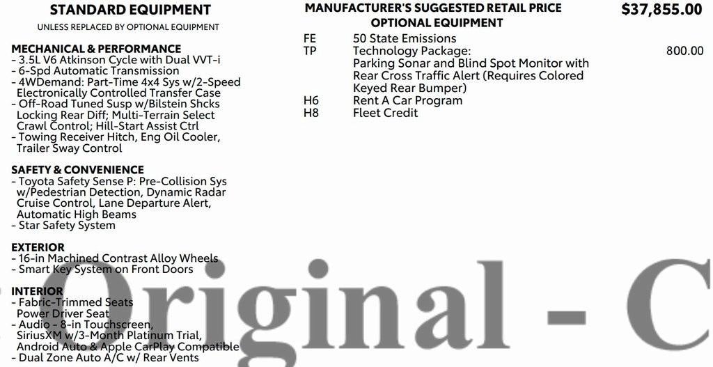 2022 Toyota Tacoma 4WD 4WD SR Double Cab 5' Bed V6 AT (GS)