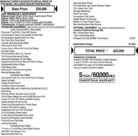 2026 Jeep Wrangler WRANGLER 4-DOOR SPORT