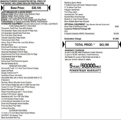 2026 Jeep Wrangler WRANGLER 4-DOOR SPORT