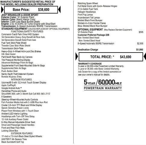 2026 Jeep Wrangler WRANGLER 4-DOOR SPORT