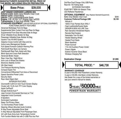 2025 Jeep Grand Cherokee GRAND CHEROKEE ALTITUDE X 4X4