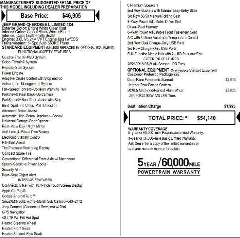 2025 Jeep Grand Cherokee GRAND CHEROKEE L LIMITED 4X4