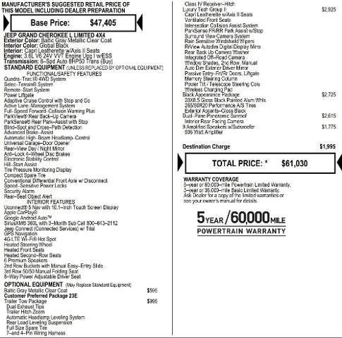 2025 Jeep Grand Cherokee GRAND CHEROKEE L LIMITED 4X4