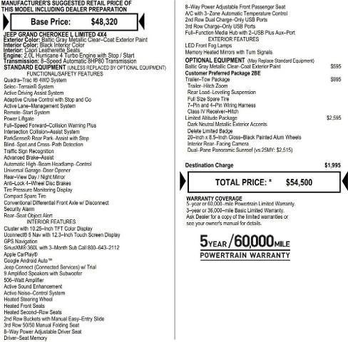 2026 Jeep Grand Cherokee GRAND CHEROKEE L LIMITED 4X4