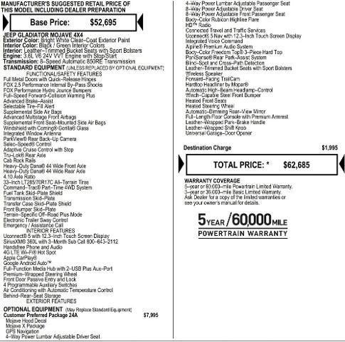 2026 Jeep Gladiator GLADIATOR MOJAVE X 4X4