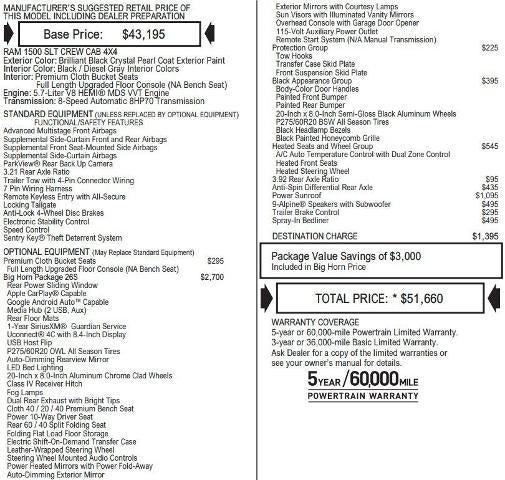 2018 RAM 1500 Big Horn 4x4 Crew Cab 6'4" Box