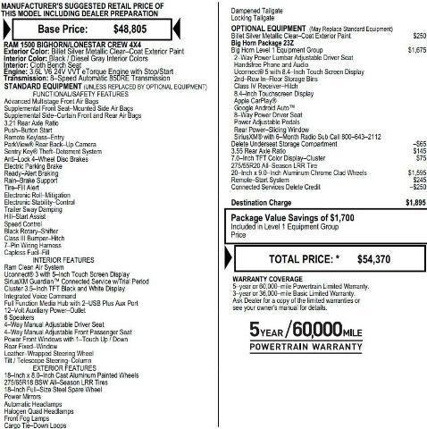 2022 RAM 1500 Big Horn 4x4 Crew Cab 5'7' Box