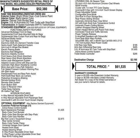 2026 RAM Ram 1500 RAM 1500 BIG HORN CREW CAB 4X4 5'7' BOX