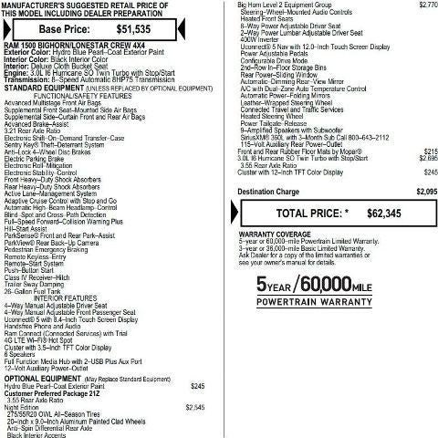 2025 RAM 1500 Big Horn 4x4 Crew Cab 5'7" Box
