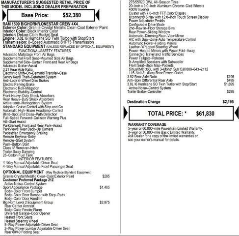 2026 RAM Ram 1500 RAM 1500 BIG HORN CREW CAB 4X4 5'7' BOX