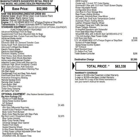 2026 RAM Ram 1500 RAM 1500 BIG HORN CREW CAB 4X4 5'7' BOX