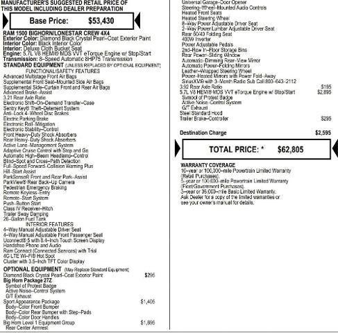 2026 RAM Ram 1500 RAM 1500 BIG HORN CREW CAB 4X4 5'7' BOX