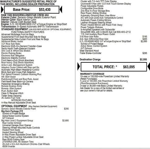 2026 RAM Ram 1500 RAM 1500 BIG HORN CREW CAB 4X4 5'7' BOX