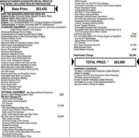 2026 RAM Ram 1500 RAM 1500 BIG HORN CREW CAB 4X4 5'7' BOX