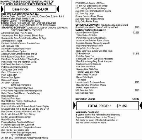 2026 RAM Ram 1500 RAM 1500 LARAMIE CREW CAB 4X4 5'7' BOX