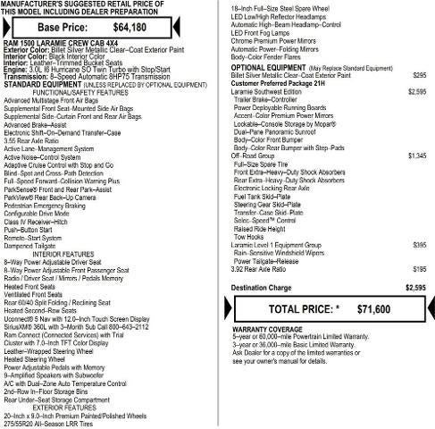 2026 RAM Ram 1500 RAM 1500 LARAMIE CREW CAB 4X4 5'7' BOX
