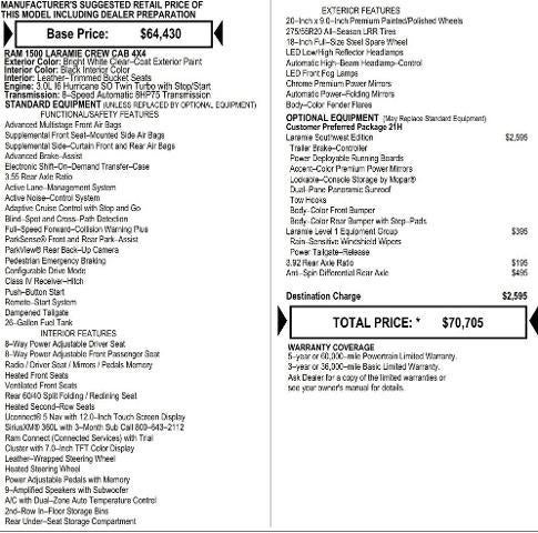 2026 RAM Ram 1500 RAM 1500 LARAMIE CREW CAB 4X4 5'7' BOX