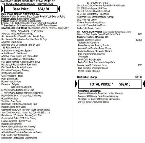 2026 RAM Ram 1500 RAM 1500 LARAMIE CREW CAB 4X4 5'7' BOX