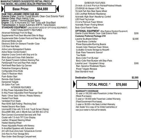 2026 RAM Ram 1500 RAM 1500 LARAMIE CREW CAB 4X4 5'7' BOX