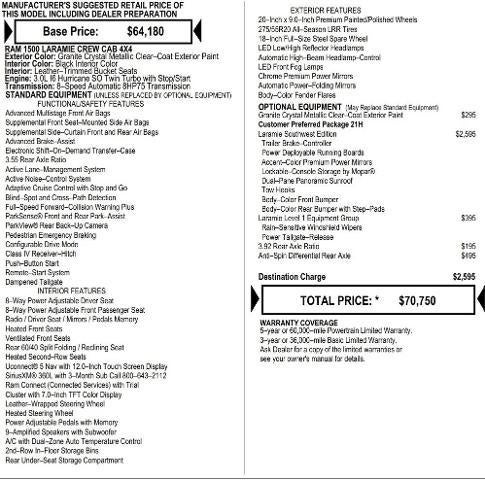 2026 RAM Ram 1500 RAM 1500 LARAMIE CREW CAB 4X4 5'7' BOX