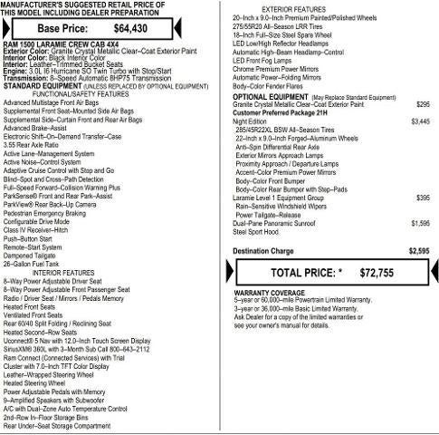 2026 RAM Ram 1500 RAM 1500 LARAMIE CREW CAB 4X4 5'7' BOX