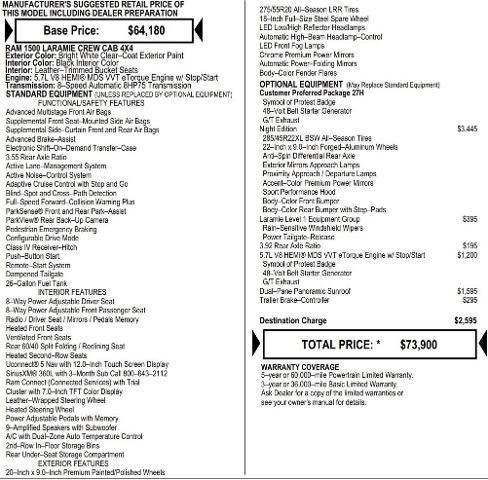 2026 RAM Ram 1500 RAM 1500 LARAMIE CREW CAB 4X4 5'7' BOX
