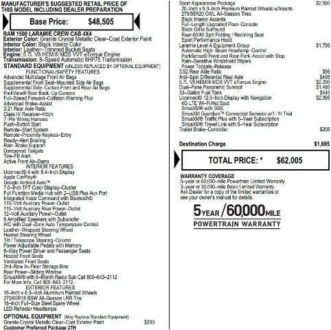 2021 RAM 1500 Laramie 4x4 Crew Cab 5'7" Box