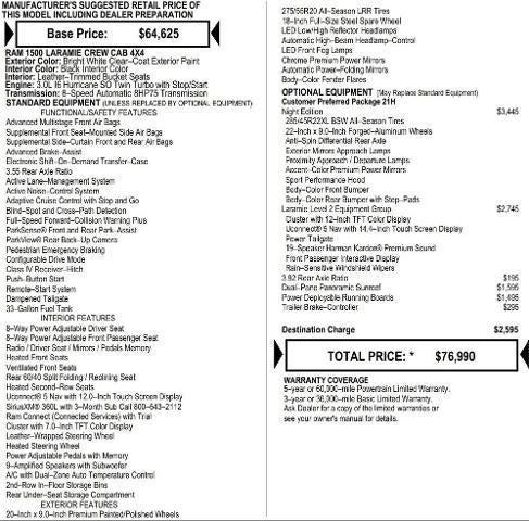 2026 RAM Ram 1500 RAM 1500 LARAMIE CREW CAB 4X4 6'4' BOX
