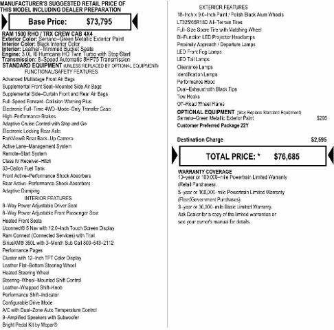 2026 RAM Ram 1500 RAM 1500 RHO CREW CAB 4X4 5'7' BOX