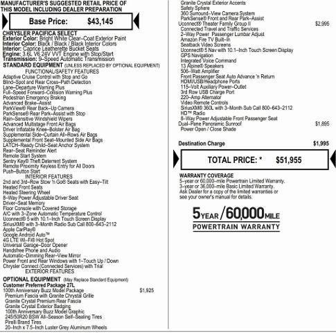 2026 Chrysler Pacifica PACIFICA SELECT