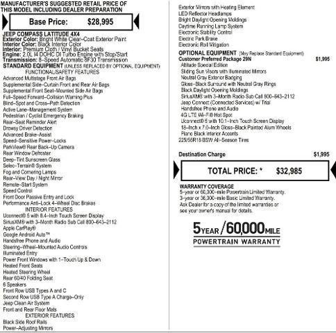 2026 Jeep Compass COMPASS LATITUDE ALTITUDE 4X4
