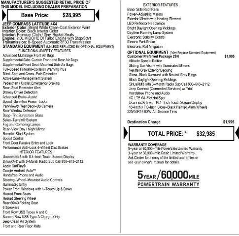 2026 Jeep Compass COMPASS LATITUDE ALTITUDE 4X4