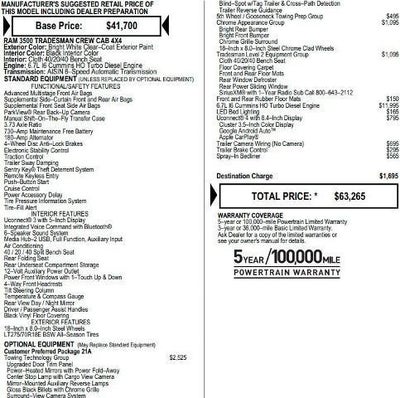 2020 RAM 3500 Tradesman 4x4 Crew Cab 6'4" Box