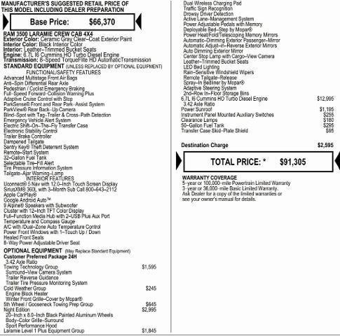 2026 RAM Ram 3500 RAM 3500 LARAMIE CREW CAB 4X4 8' BOX