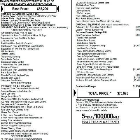 2020 RAM 3500 Laramie Mega Cab 4x4 6'4' Box