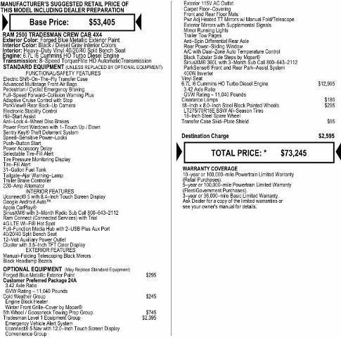 2026 RAM Ram 2500 RAM 2500 TRADESMAN CREW CAB 4X4 6'4' BOX