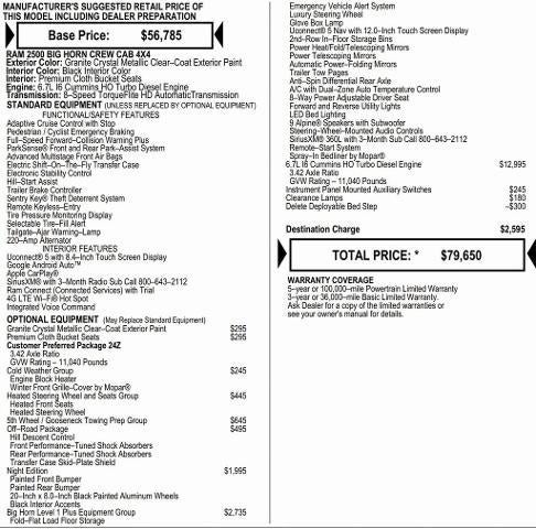 2026 RAM Ram 2500 RAM 2500 BIG HORN CREW CAB 4X4 6'4' BOX