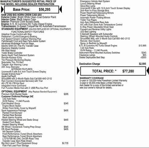 2026 RAM Ram 2500 RAM 2500 BIG HORN CREW CAB 4X4 6'4' BOX