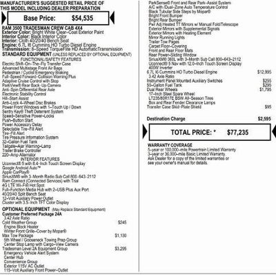 2026 RAM Ram 3500 RAM 3500 TRADESMAN CREW CAB 4X4 8' BOX